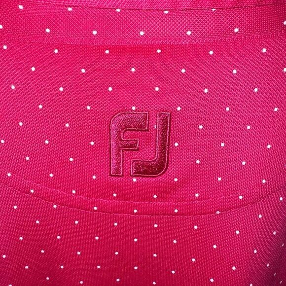 Footjoy Hot Pink Polka Dot Performance Golf Polo Shirt Sz L - Picture 8 of 8